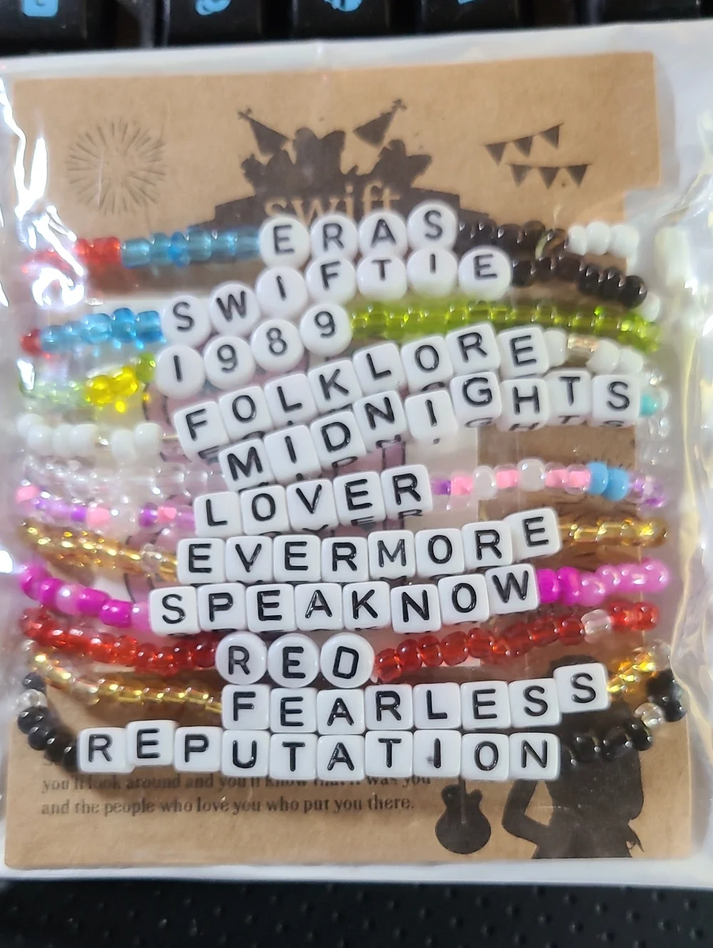 Taylor Swift Album Bracelet Set - Multicolor Beaded Word Bracelets